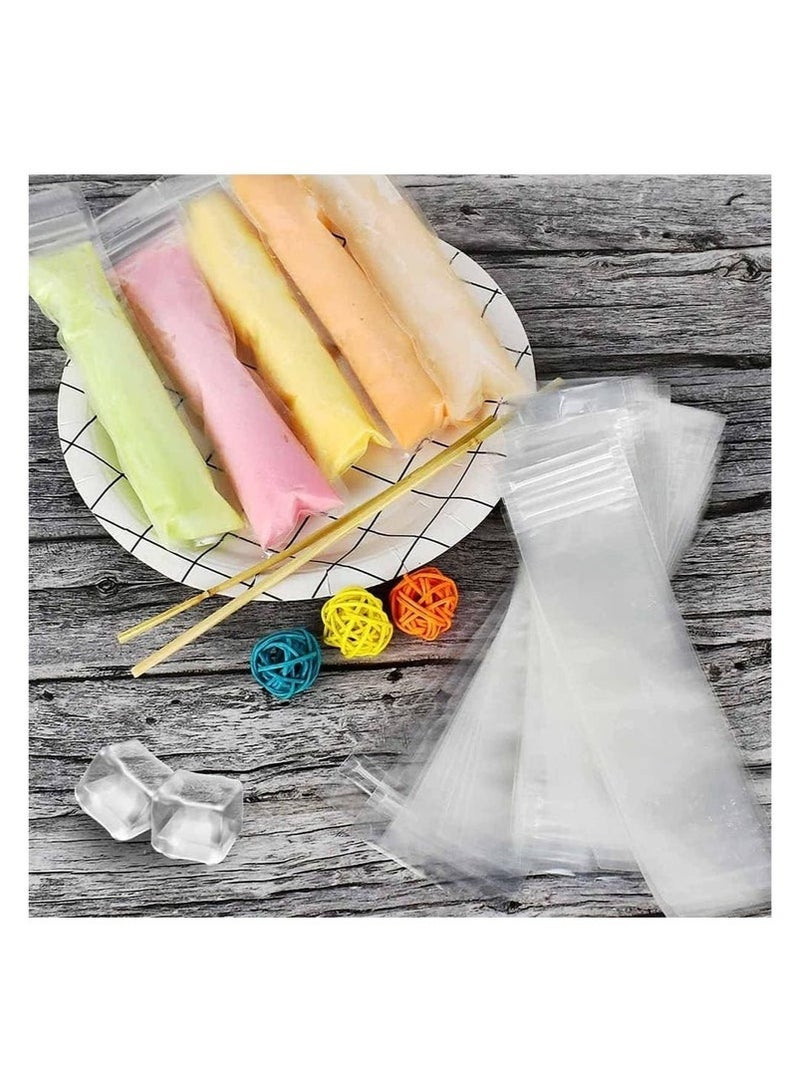 200 Pieces Popsicle Bags, Disposable Ice Popsicle Mold Bags, Ice Pop Mold Bags with Funnel, Pop Mold Bags for Healthy Snacks, Yogurt Sticks, Juice, Fruit Smoothies (Clear). The funnel is a random color. - Image 3